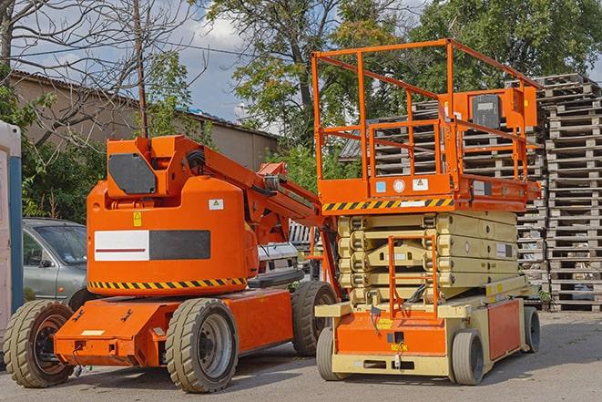 warehouse forklift in action during a busy workday in Dayton